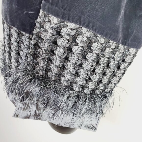 Vintage Silk Velvet Mitchies 90s Canada Artsy Whimsigoth Vamp Grey Scarf - Picture 4 of 10